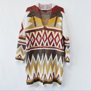 NWT Aztec Textured Long Cardigan Duster